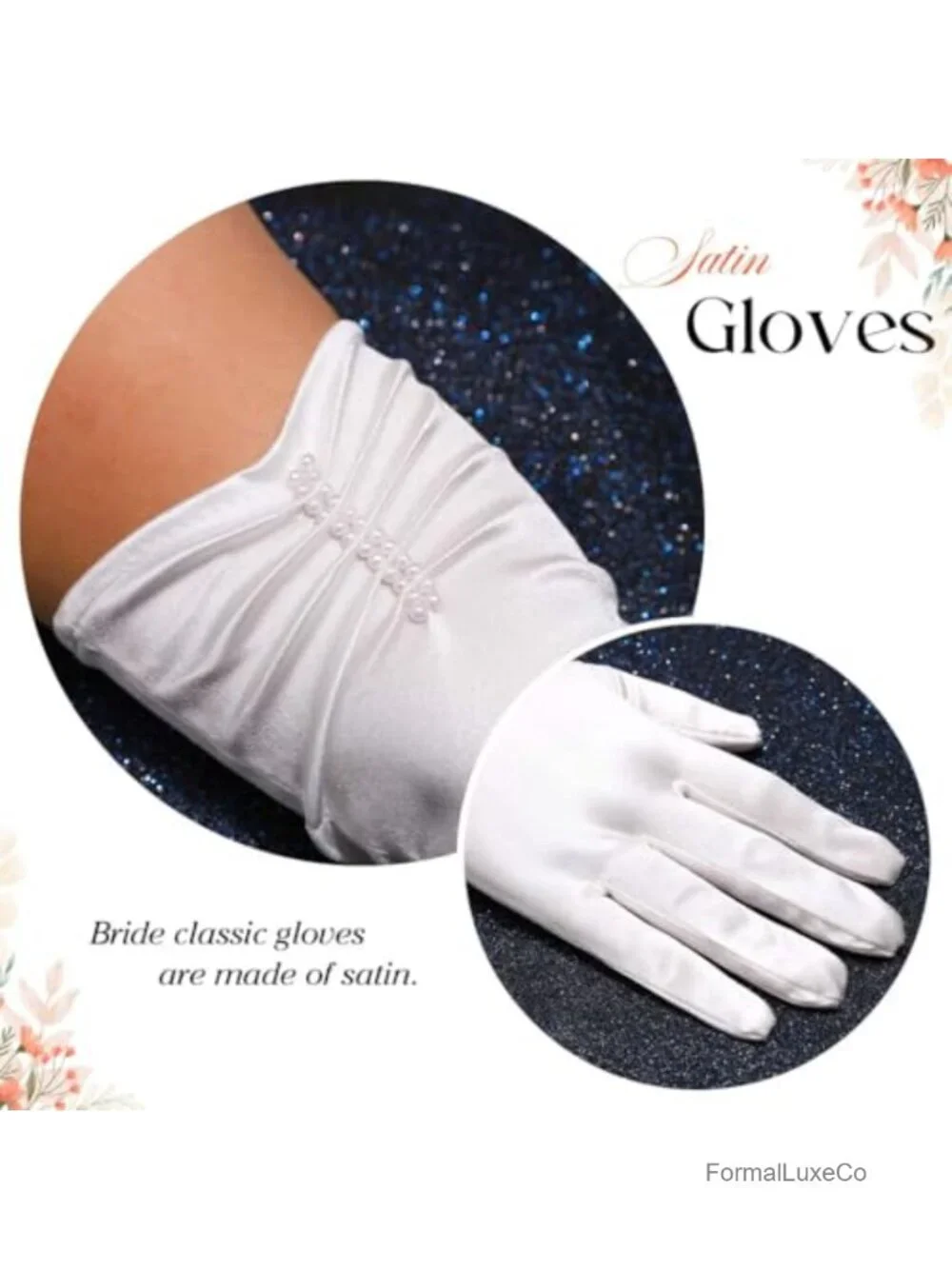 Satin Elbow Length Pearl Opera Gloves for Women Bridal